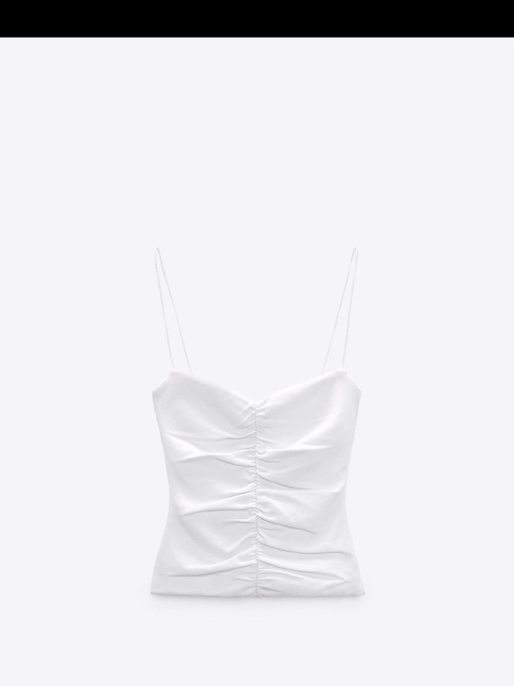 Zara White Ruched Spaghetti-Strap Cami